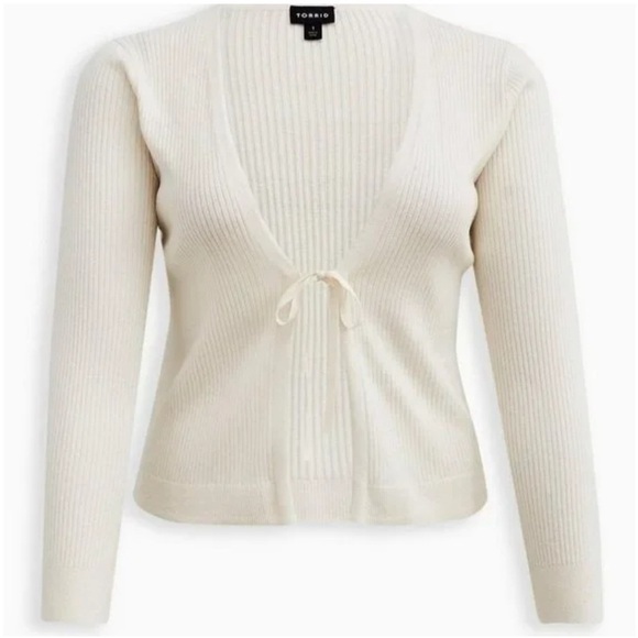 Torrid Women’s Cardigan 2X Cream Cotton Blend Rib Knit Classic Contemporary - Picture 5 of 10